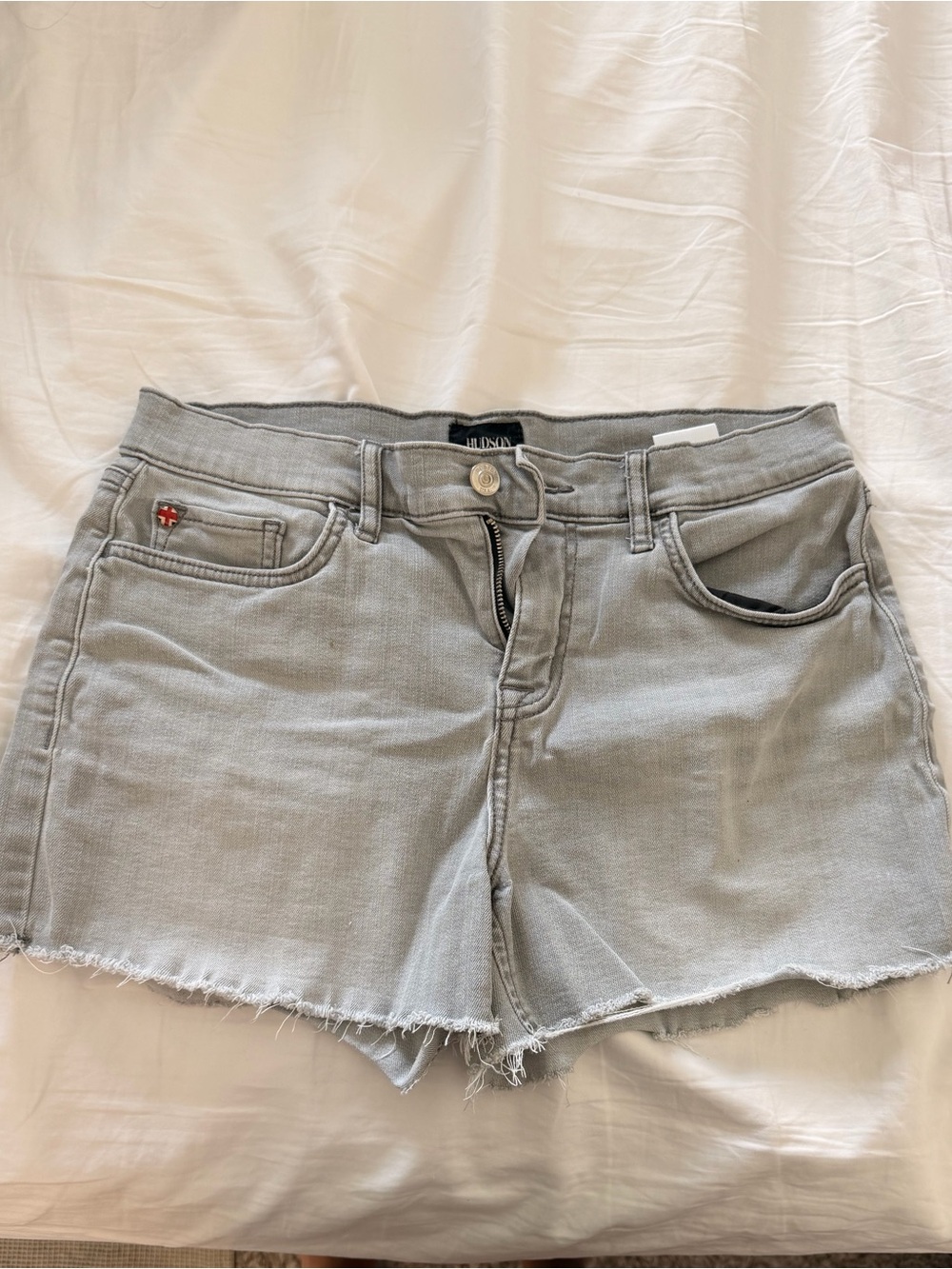 Hudson Jeans Light Gray Frayed Denim Shorts